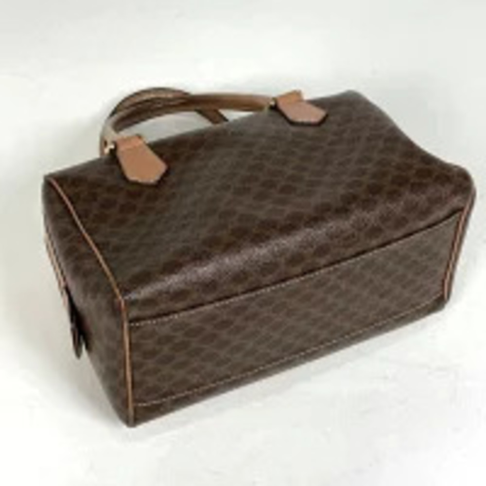 Celine Boston Brown Handbag Macadam Canvas Brown